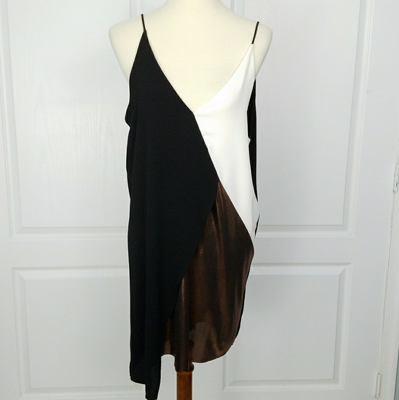 zara color block slip dress